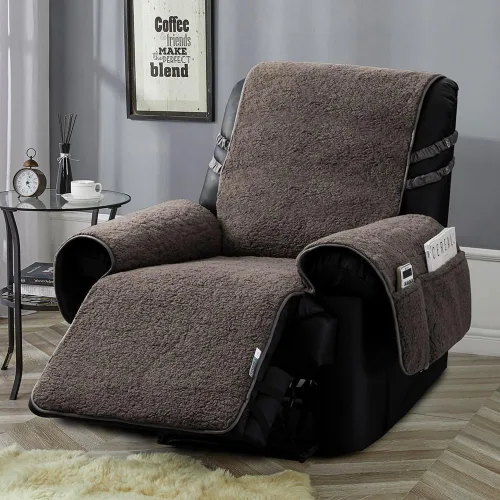 Miniatura 9 de STONECREST - Funda para silla reclinable, funda de sherpa, se mantiene en su lugar (Cholate, reclinable regular de 23 pulgadas)