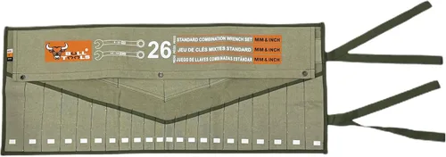 Miniatura 2 de BULL TOOLS Organizador de Rollo de Herramientas con 26 Bolsillos para Llaves, Métrico y SAE, Lona de Algodón Durable, Bolsa de Herramientas Oliva
