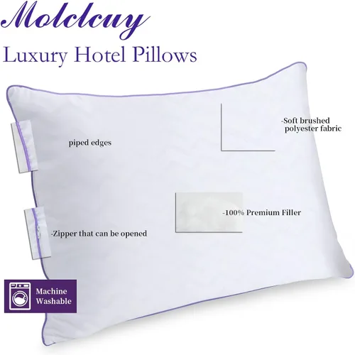 Miniatura 2 de MOLCLCUY Juego de 4 almohadas de cama tamaño estándar, almohada de la colección de hotel para dormir de lado y de espalda, relleno de microfibra