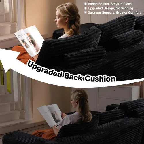 Miniatura 5 de Sofás seccionales Cloud de 96 pulgadas para sala de estar, sofá sin hueso en forma de L con cómoda silla, sofá modular con asiento profundo,
