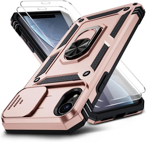 Miniatura 13 de Funda para iPhone XR, Funda para Teléfono iPhone XR con 2X Protectores de Pantalla HD + Cubierta Deslizante para Cámara, [Grado Militar] Funda