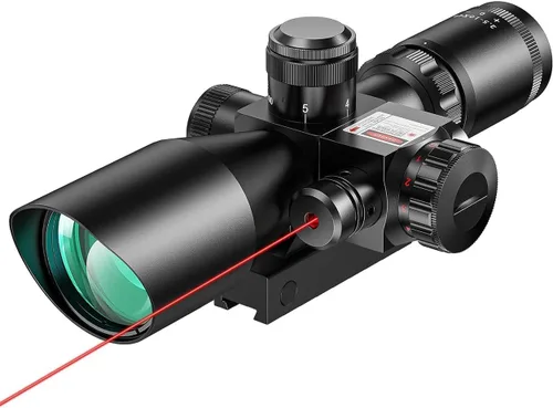 Miniatura 7 de MidTen 2.5 – 10 x 40 Visor de alcance iluminado con retícula Mil-dot rojo y verde, con láser rojo/verde, lente color verde y soportes