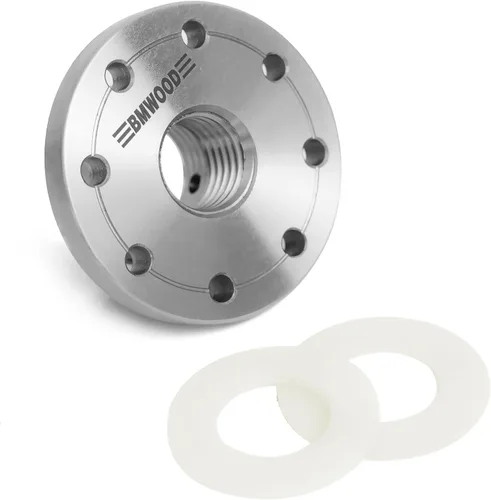 Miniatura 8 de Placa frontal de torno de madera de acero de 2 pulgadas con mandril roscado y dos arandelas de nailon, compatible con torno de carpintería