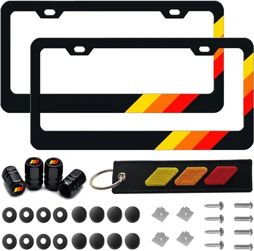 Miniatura 15 de Marco de matrícula de aluminio tricolor de 3 colores compatible con vehículo Toyota, camión, remolque, SUV. (Blanco Azul-01)