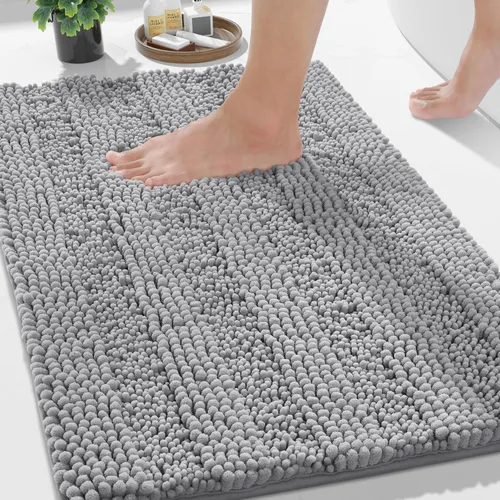 Miniatura 38 de Yimobra Alfombras lavables para baño, alfombra de baño de chenilla súper suave y absorbente para piso y alfombra, alfombra antideslizante de secado