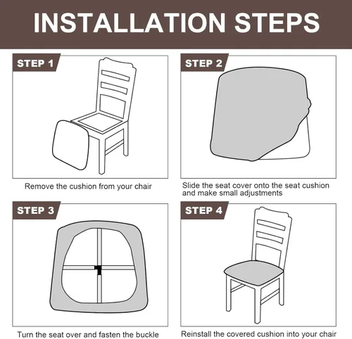 Miniatura 6 de Genina Fundas impermeables de asiento para silla de comedor, fundas elásticas para sillas de comedor, fundas protectoras para silla de comedor