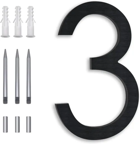 Miniatura 23 de Números Reflectantes de 8 Pulgadas para Dirección en Casa, Números de Casa Modernos de Metal Negro para Dirección en la Calle, Números de Casa