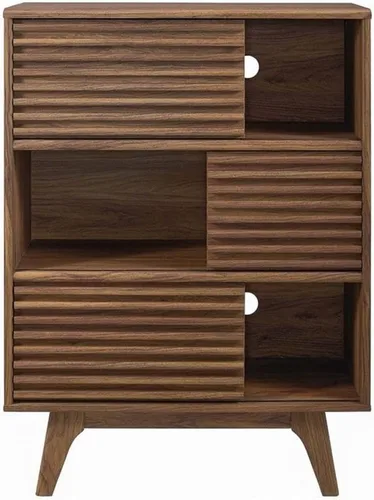 Miniatura 4 de Modway Render Soporte de Gabinete de Almacenamiento y Exhibición de Tres Niveles, Nogal
