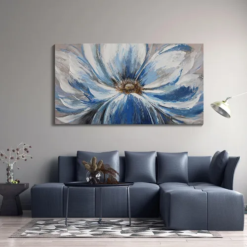 Miniatura 13 de Mofutinpo Arte de Pared en Lienzo Azul Decoración de Pared Abstracta Moderna para Sala de Estar Cuadros Contemporáneos para Decoración de Pared