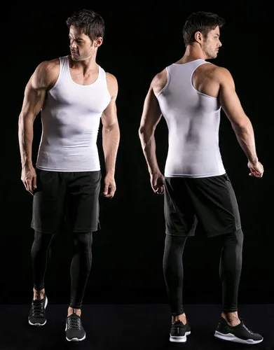 Miniatura 5 de ATHLIO Paquete de 3 camisetas sin mangas de compresión para hombre, para correr, baloncesto, entrenamiento, capa base