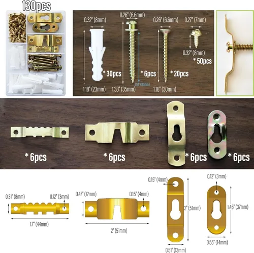 Miniatura 2 de Kit para colgar cuadros con marcador de ojo de cerradura - Herramienta de fijación de marcos de fotos y tornillos para colgar cuadros, tornillos