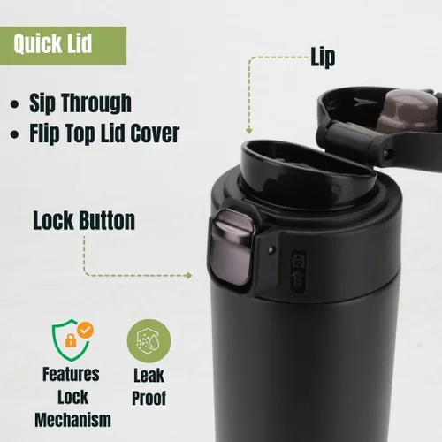 Miniatura 3 de Ozizo Taza de viaje aislada de acero inoxidable de 18 onzas con bola mezcladora, tapa de botón y boquilla de vertido, a prueba de derrames y fugas