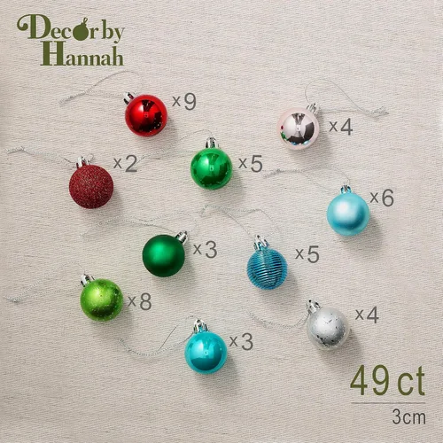 Miniatura 5 de DecorbyHannah - Juego de mini adornos de Navidad rojos, verdes y azules, 49 unidades de 1.18 pulgadas, adornos pequeños para decoraciones de árbol