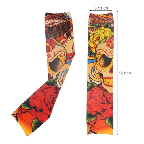 Miniatura 2 de HOVEOX Juego de 12 fundas temporales para tatuaje, arte corporal, medias de brazo, protector de artes, tatuaje falso de Halloween para hombres