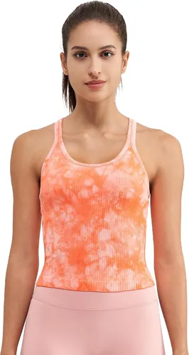 Miniatura 43 de sphinx cat - Camiseta corta de entrenamiento para mujer, camiseta sin mangas, acanalada, con espalda cruzada y brasier integrado