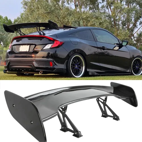 Miniatura 12 de JMTBNO Alerón trasero GT de 47 pulgadas, alerón de ala de camión negro mate para automóvil compatible con Chevy Corvette Camaro Nissan Lexus Ford
