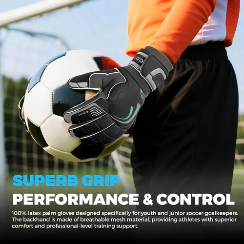 Miniatura 4 de Guantes de portero de fútbol – Guantes de portero de fútbol para niños, niñas, jóvenes y adultos, guantes de portero de fútbol de látex de 0.18