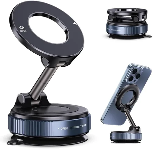 Soporte magnético de teléfono para automóvil mejorado al vacío 2026, reforzado en 360°, 96 libras, soporte de teléfono con ventosa ultra para