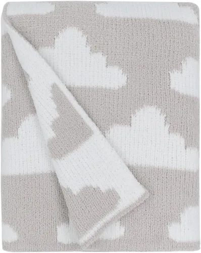Living Textiles Manta de Chenilla Gris Nubes Suave para Bebé Reversible de Alta Calidad Tejido Acogedor para el Mejor Confort - para Lactante, Niño