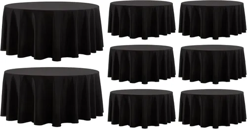 Miniatura 22 de Paquete de 2 manteles redondos de 90 pulgadas, manteles lavables de poliéster de lino decorativo para la mesa del comedor, banquetes, fiestas