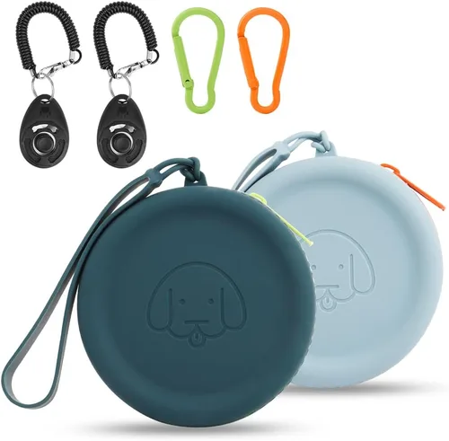 Miniatura 22 de Bolsa de golosinas para perros de silicona, 2 piezas, bolsa para caminar para mascotas para perros y gatos, tamaño bolsillo, fácil de limpiar, sin