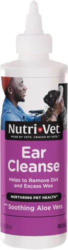 Nutri-Vet Limpiador líquido de oídos para perros, con aloe calmante y ácido salicílico, elimina y limpia la cera, la suciedad y los desechos,