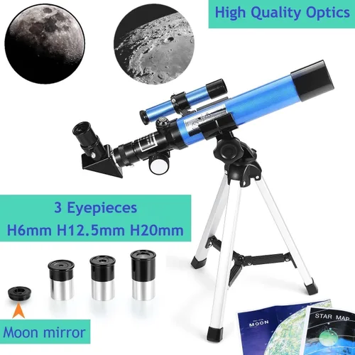 Miniatura 2 de Telescopio para niños 400x40mm con trípode y buscador de alcance, telescopio portátil para niños y principiantes, telescopio de viaje con 3 oculares