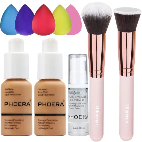 Miniatura 22 de Phoera 104 y 105 - Base de cobertura entera, base correctora Hilareco, impecable, 1.014 onza liquida, corrector de aceite mate natural, corrector
