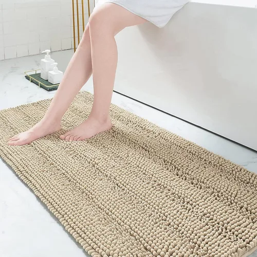 Miniatura 104 de Grandaily Alfombras de baño de felpilla a rayas de 24 x 16 pulgadas, extra gruesas y suaves, absorbentes, parte trasera de goma, alfombra de ducha