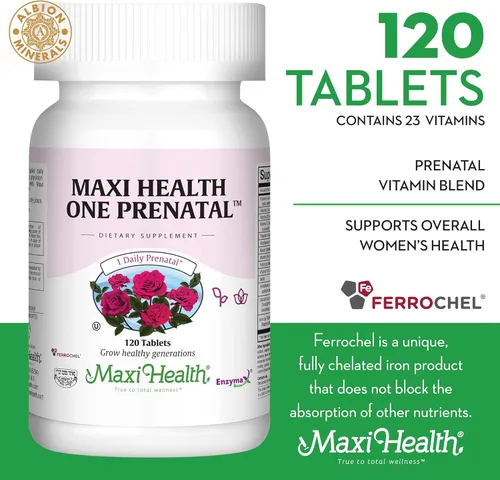Miniatura 2 de Maxi Health Vitaminas prenatales para mujeres – Vitaminas prenatales diarias con hierro, folato, colina, vitamina D3 y nutrientes esenciales