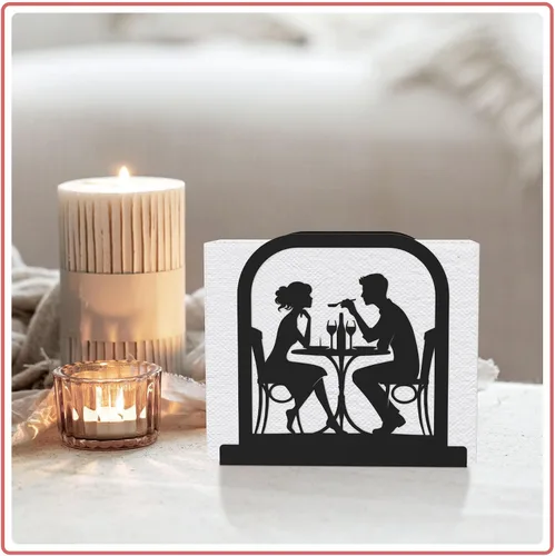 Miniatura 4 de Servilletero de pie moderno para mesa, dispensador de servilletas de metal negro, servilletero, estilo temático de café, adecuado para cocina