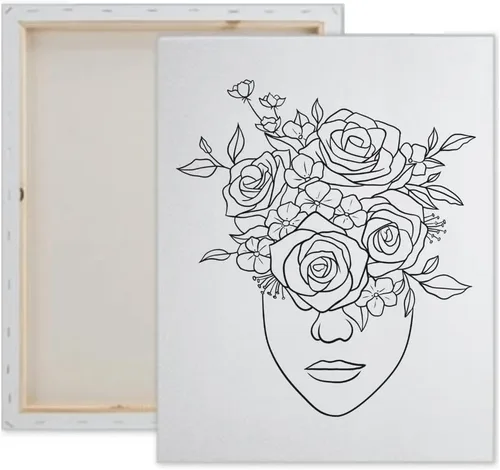 Miniatura 2 de Essenburg Kit de pintura de lienzo predibujado para dama de las flores, recuerdo de fiesta para adultos y adolescentes, para actividades nocturnas