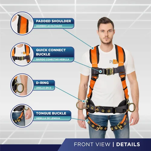 Miniatura 2 de Palmer Safety Hammerhead - Arnés de seguridad acolchado de 5 puntos, pecho QCB, correas de patas con hebilla de lengua, anillos en D traseros