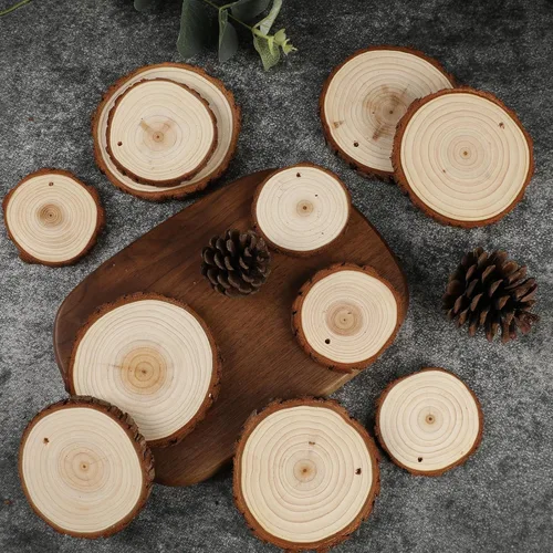 Miniatura 3 de SENMUT - 30 piezas de madera natural de 3.5 a 4.0 pulgadas, círculos de madera sin terminar, adornos navideños de madera para manualidades, kit