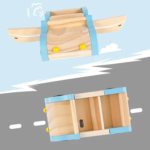 Miniatura 4 de PairPear Coche Familiar de Madera para Muñecas, Juguetes de Madera para Muebles de Casa de Muñecas, Juego de Accesorios, Vehículo de Juego