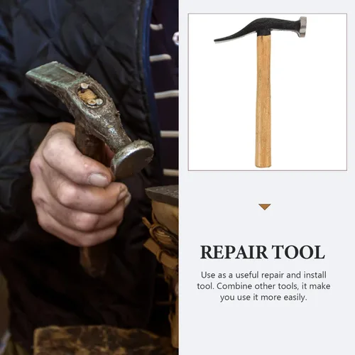 Miniatura 2 de Martillo de reparación de zapatos, herramienta de artesanía de cuero con mango de madera, mazo de zapatero de bricolaje para zapatos de tachuela