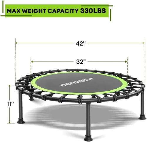 Miniatura 2 de ONETWOFIT 42"/45" Rebounder Trampoline for Adults, Silent Mini Trampoline Indoor Exercise Fitness Trampoline Bungee Rebounder Workout Max Load
