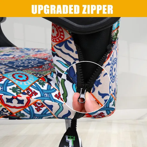 Miniatura 3 de Smiry - Fundas elásticas estampadas para silla de oficina y computadora, universales, giratorias, extraíbles, lavables, de licra, protector suave