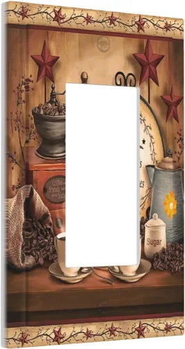 Miniatura 11 de Farmhouse Coffee Primitive Coffee Bean Kitchen 3 Gang Triple Interruptor de Luz de Palanca Cubierta de Placa de Pared Placa Frontal Eléctrica Café