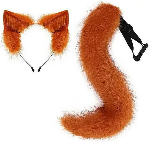 Miniatura 10 de Diadema de orejas de gato, juego de cola de zorro de lobo, hecho a mano, disfraz de animal para cosplay, tocado de piel sintética, accesorios