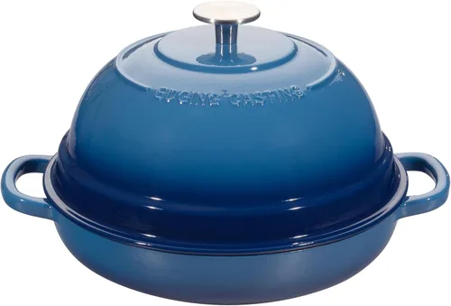 Miniatura 10 de EDGING CASTING Olla de horno holandés de hierro fundido esmaltado con tapa, horno de pan redondo para hornear pan de masa madre casero, 6 cuartos