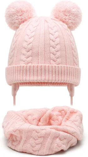 Miniatura 22 de Duoyeree Gorro de invierno para niños pequeños con solapa para las orejas, bufanda gruesa y cálida gorra de calavera para niños y niñas
