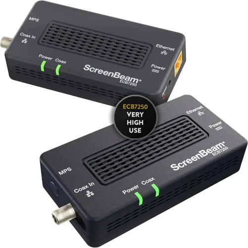 Miniatura 13 de ScreenBeam Adaptador de red MoCA 2.5 para Internet de mayor velocidad, Ethernet a través de coaxial, adaptador de complemento único para red MoCA