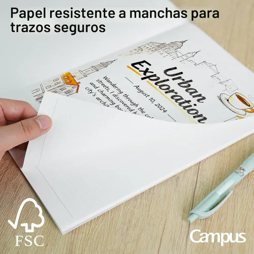 Miniatura 2 de KOKUYO Cuaderno Campus, a rayas de 15/64 pulgadas, semiB5, 100 hojas, 35 líneas, azul (NO-10BN)