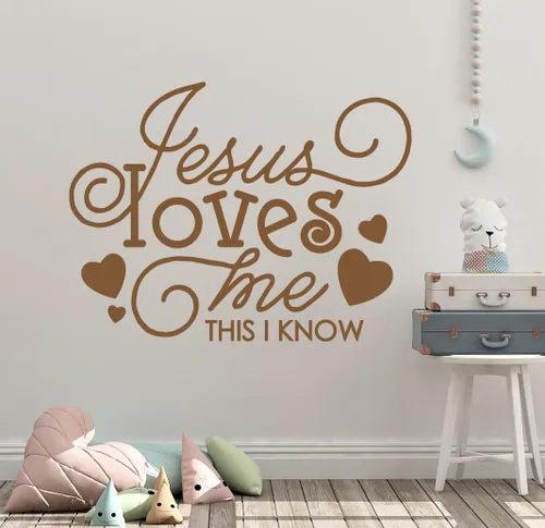 Miniatura 9 de 30 x 24 pulgadas Jesús me ama esto sé corazón lindo para la Biblia Tells Me So Song Niños calcomanía de pared mural arte decoración del hogar