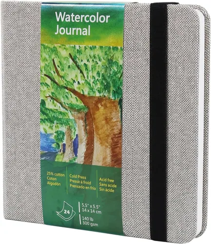 tumuarta Cuaderno de Acuarela Cuadrado, 5.5x5”, 140 LB, 300 GSM, Papel de Algodón, Prensado en Frío, 24 Hojas, 48 Páginas, Libros de Papel de Gris