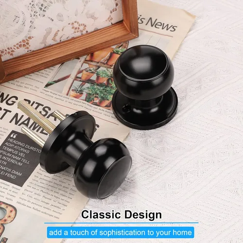 Miniatura 9 de KNOBWELL - Manija para puerta de paso clásica, color negro mate, para puertas interiores, de pasillo y armario, paquete de 1