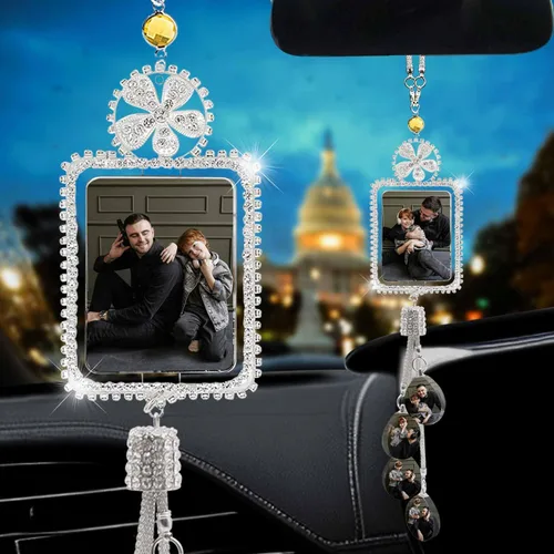 Miniatura 15 de Accesorios de coche colgantes de cristal con foto personalizada para mujeres y hombres, imágenes personalizadas para espejo retrovisor del Style 17