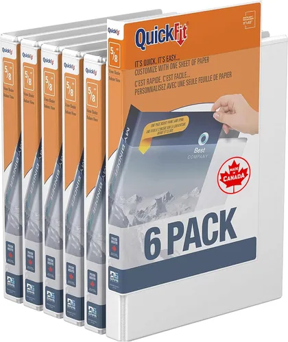 Miniatura 13 de QuickFit Carpeta de 3 anillas para la escuela u oficina, anillo D, color blanco, paquete de 6, 1 pulgada