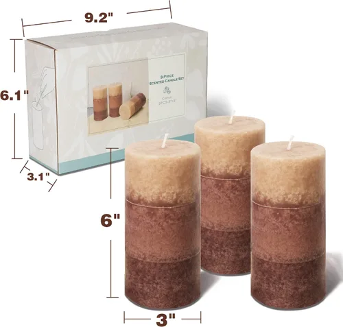 Miniatura 4 de Velas de pilar de café Cafemoon, velas perfumadas de aromaterapia, set de 3 velas altas de 3 x 6 pulgadas sin goteo para boda y decoración del hogar